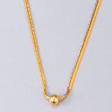 18k Yellow Snake Bone Round Bead Double Necklace for Women
