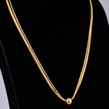 18k Yellow Snake Bone Round Bead Double Necklace for Women