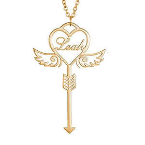 Angel Wings Personalized Name Pendant Necklace Stainless Steel Nameplate
