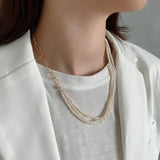 925 Sterling Silver Layered Freshwater Pearl Pendant Necklace