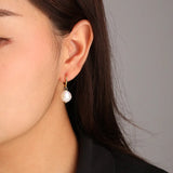 Sterling Silver Circle & Baroque Pearl Hoop Earrings