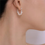 Sterling Silver Freshwater Pearl & Round Bead Ear Studs