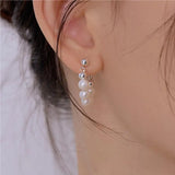 Sterling Silver Freshwater Pearl & Round Bead Ear Studs