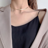 925 Silver White Flat Blade Snake Bone Chain Choker Necklace C-X2024