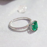 Vintage Emerald Topaz Diamond Ring for Women - Wedding Anniversary Resizable