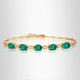 Emerald Green Crystal Diamond Chain Bracelet Women's Jewelry Vintage Accessory