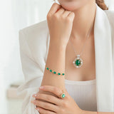 Emerald Green Crystal Diamond Chain Bracelet Women's Jewelry Vintage Accessory