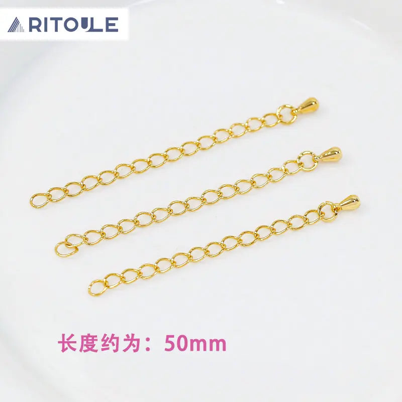 18k Gold-Plated Lobster Clasp Extension Chain for DIY Bracelet Necklace