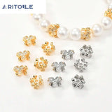 18k Gold-Plated Clover Zircon Beads DIY Jewelry Accessories