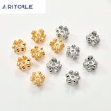 18k Gold-Plated Clover Zircon Beads DIY Jewelry Accessories