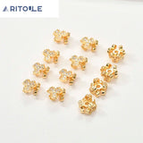 18k Gold-Plated Clover Zircon Beads DIY Jewelry Accessories