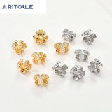 18k Gold-Plated Clover Zircon Beads DIY Jewelry Accessories