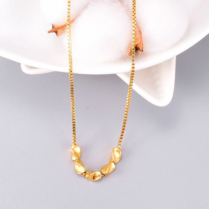 18k Plated Smile Necklace Ladies Jewelry Beads Transfer Beads Necklace