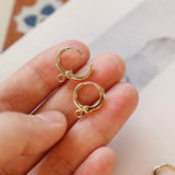 18k Plated French Small Hoop Earrings, DIY Retro Hand-Made Accessories