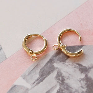18k Plated French Small Hoop Earrings, DIY Retro Hand-Made Accessories