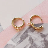 18k Plated French Small Hoop Earrings, DIY Retro Hand-Made Accessories