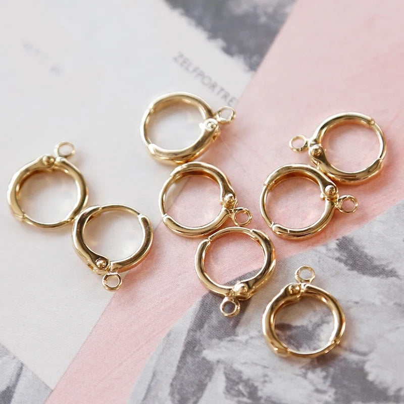 18k Plated French Small Hoop Earrings, DIY Retro Hand-Made Accessories