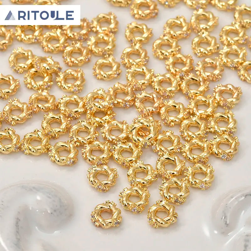 18k Plating Zircon Round Spacer for Bracelets Necklaces