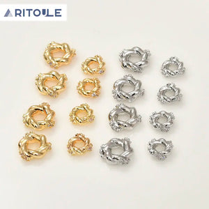 18k Plating Zircon Round Spacer for Bracelets Necklaces