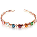 Rose Multicolor Crystal Bracelet for Women Citrine Gemstones Zircon Diamonds