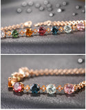 Rose Multicolor Crystal Bracelet for Women Citrine Gemstones Zircon Diamonds