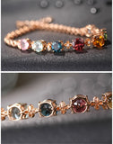 Rose Multicolor Crystal Bracelet for Women Citrine Gemstones Zircon Diamonds