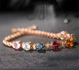 Rose Multicolor Crystal Bracelet for Women Citrine Gemstones Zircon Diamonds