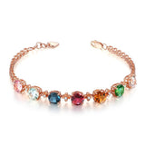 Rose Multicolor Crystal Bracelet for Women Citrine Gemstones Zircon Diamonds
