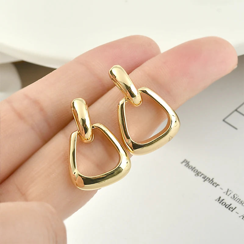 18k Plated Geometric Silver Needle Earrings DIY Accessories