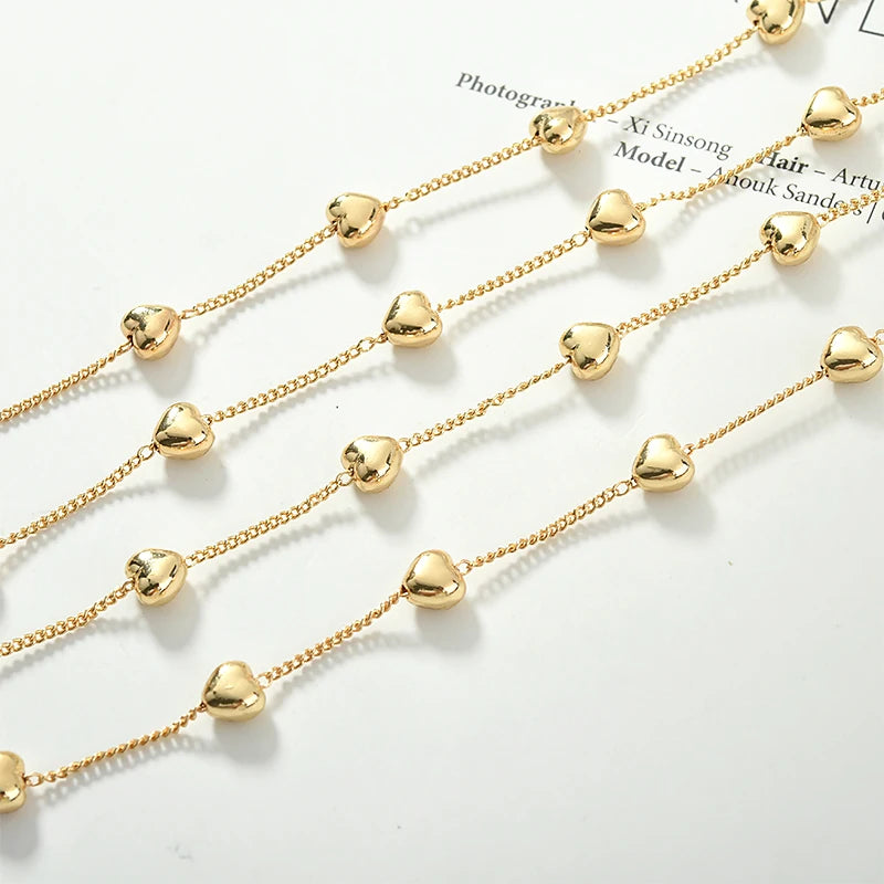 18k Plated Love Heart Peach Heart Star Chain DIY Necklace Bracelet Jewelry