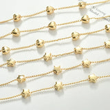 18k Plated Love Heart Peach Heart Star Chain DIY Necklace Bracelet Jewelry