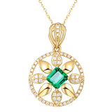 18k Emerald Choker Pendant Necklace Crystal Zircon Diamonds Chain Jewelry