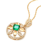 18k Emerald Choker Pendant Necklace Crystal Zircon Diamonds Chain Jewelry