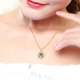 18k Emerald Choker Pendant Necklace Crystal Zircon Diamonds Chain Jewelry