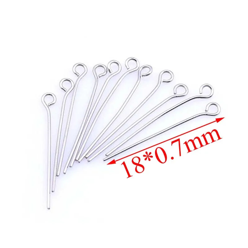 500Pcs Stainless Steel Eye Pins 0.7mm DIY Jewelry Making Gold/Silver 18-40mm