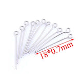 500Pcs Stainless Steel Eye Pins 0.7mm DIY Jewelry Making Gold/Silver 18-40mm