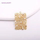 Tree Of Life Pendant Square Charms Inlaid Zircon 14K Plating Earring Findings