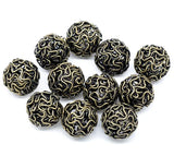 18mm Alloy Twist Wire Beads Ball Antique Bronze Flower Hollow Spacer