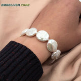 18mm Baroque Pearl Bracelet Classic Round Coin Button Flat Shape Jewelry