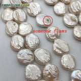 Baroque Pearl Choker Necklace Flat Round Coin Shape Natural Freshwater Pearls