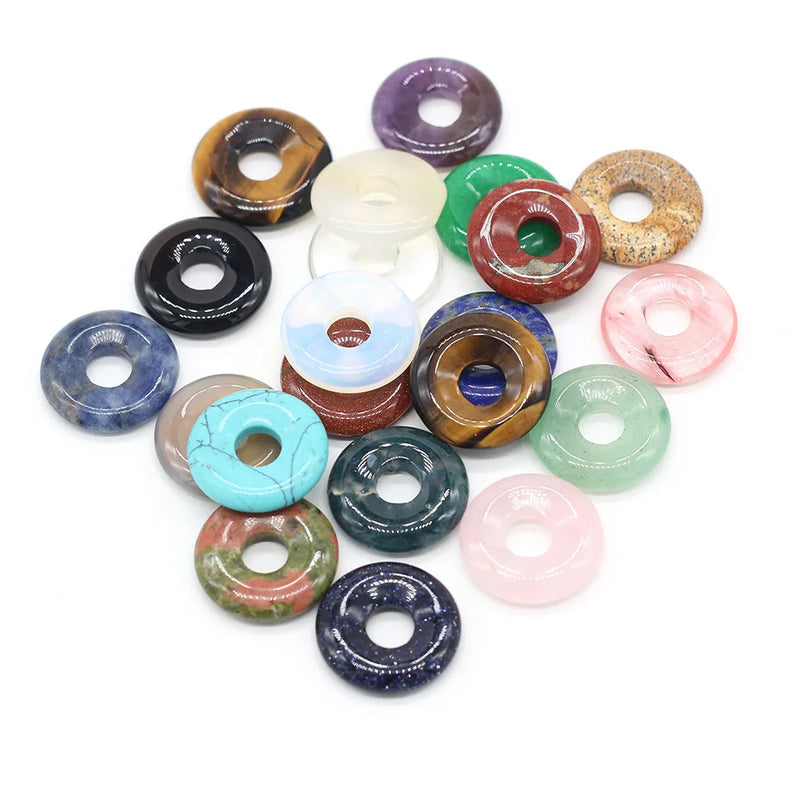 18mm Big Hole Rose Quartz Lapis Stone Chakra Pendants