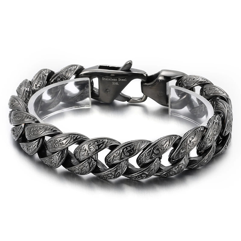 18mm Punk Link Chain Bracelet Stainless Steel Charm Pulseira Masculina