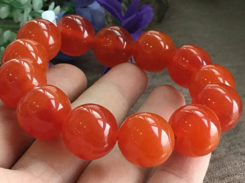 18mm Natural Mexico Red Amber Beads Bracelet