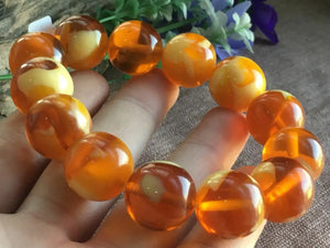 18mm Natural Mexico Succinum Beeswax Amber Bracelet