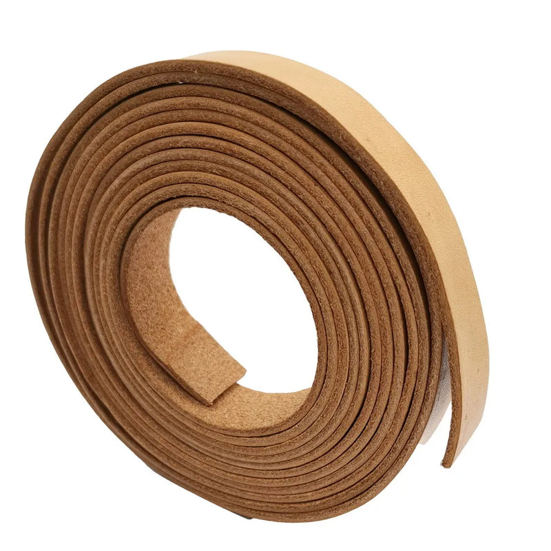 18mm Flat Tan Leather Band Cowhide Strip for Jewelry Making or Decor