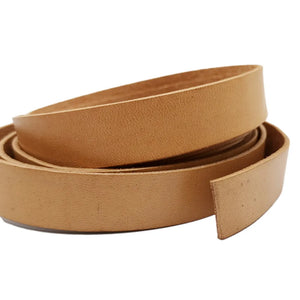 18mm Flat Tan Leather Band Cowhide Strip for Jewelry Making or Decor