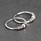 925 Sterling Silver Hoop Earrings Retro Thai Silver Circle Women Jewelry
