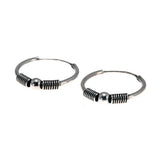 925 Sterling Silver Hoop Earrings Retro Thai Silver Circle Women Jewelry