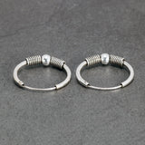 925 Sterling Silver Hoop Earrings Retro Thai Silver Circle Women Jewelry