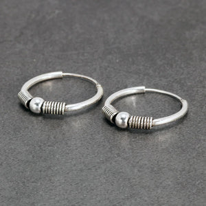 925 Sterling Silver Hoop Earrings Retro Thai Silver Circle Women Jewelry